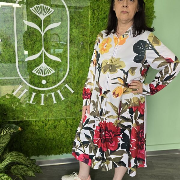 Abito - Maxi Camicia stampa floreale a maniche lunghe